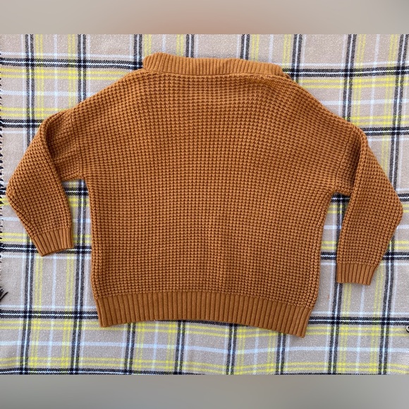 ModCloth Carmel Colored Ribbed Knit Cowl Neck Sweater Plus Size - Picture 4 of 5